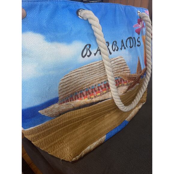 BARBADOS Daily Beach Bag Big Women's TOTE Zip Closure GIFT Rope Handles - Picture 9 of 9